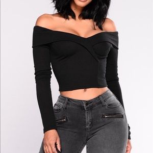 Black off the shoulder crop top